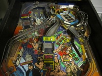 Image # 55207: WWF Royal Rumble Test Game - Upper Playfield 
(Three T-A-G targets are missing. The serial number of this game was not recorded.)
