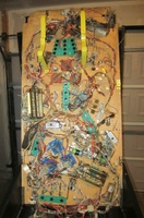 Image # 55213: WWF Royal Rumble Test Game - Magnets Under Playfield 
(Three T-A-G targets are missing. The serial number of this game was not recorded.)