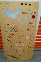 Image # 55004: WWF Royal Rumble Blank Playfield - Cut For Magnets 
(This is a widebody playfield cut for the proposed installation of three large magnets in the lower playfield area.)