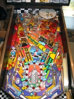 Image # 12069: Indianapolis 500 Playfield 
(Note that this playfield has a custom decal at the rear of the playfield.)