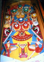 Image # 2764: Eleven Belles Playfield 
(The bumpers caps should be numbered 1 through 9 except for the center cap which in this example is not original to this game either.)