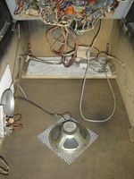 Image # 42895: Black Knight Early Production - Inside Cabinet 
(The line filter and the main power fuse are mounted on the lower board. The transformer is in the backbox. Serial number 458205.)