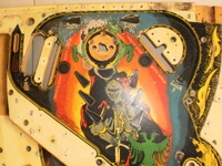 Image # 60272: Black Knight Stripped Upper Playfield with Switch Cutout 
(This game has the cutouts but not the switches. Serial number 457797.)