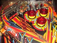 Image # 27041: Black Knight 2000 Elevated Playfield 
(Black rubber rings are used here. The game left the factory with white rings.)