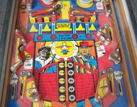 Image # 37384: Gun Men Middle Playfield 
(The outlane mini-posts are not shown in the manufacturer's flyer.)