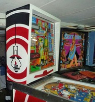 Image # 64426: Gun Men Backbox - Left 
(This game has the modified playfield.)