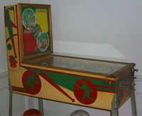 Image # 33923: Hits and Runs Cabinet - Full View 
(The flippers on this game are not in the manufacturer's original positions. The right-side ballplayer figuring is missing from this playfield. Serial number A1388.)