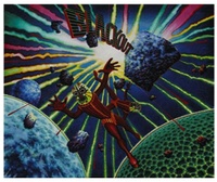 Image # 68156: Blackout Original Backglass Artwork 
(Original art concept by Ed Paschke.Artist is Ed Paschke.Acrylic paint on illustration board.Dimensions 30 inches by 40 inches.)