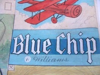 Image # 39826: Blue Chip Original Backglass Artwork - Detail 
(Artist is Lloyd Rognan.Pastels on paper.Full dimensions 25 1/4 inches by 21 1/4 inches.From the Estate of Lloyd Rognan.)