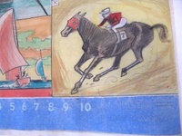 Image # 39827: Blue Chip Original Backglass Artwork - Detail 
(Artist is Lloyd Rognan.Pastels on paper.Full dimensions 25 1/4 inches by 21 1/4 inches.From the Estate of Lloyd Rognan.)