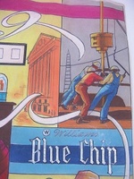 Image # 39829: Blue Chip Original Backglass Artwork - Detail 
(Artist is Lloyd Rognan.Pastels on paper.Full dimensions 25 1/4 inches by 21 1/4 inches.From the Estate of Lloyd Rognan.)
