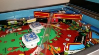 Image # 65892: Spain 82 Upper Playfield 
(The elevated plastic ball tube is not original to this game.)