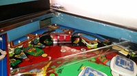 Image # 65893: Spain 82 Upper Right Playfield 
(The elevated plastic ball tube is not original to this game.)