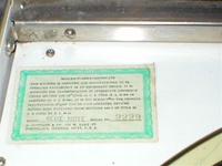 Image # 21376: Blue Note Serial Number Tag 
(Serial number 02229.)