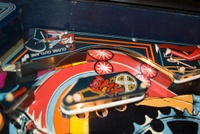 Image # 43311: BMX Early Production Playfield - Left Outlane Open 
(Serial number EBMX1003.)
