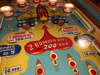 Image # 74474: Bomber Illuminated Middle Playfield 
(The manufacturer did not use black rubber rings on this game.)