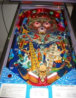 Image # 18811: Time Machine Playfield 
(The white flippers are not original to this game. They should be red.)