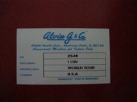 Image # 47814: Al's Garage Band Goes On a World Tour Backbox Serial Number 
(Serial number 2548. This sticker is affixed to the outside of the backbox.)