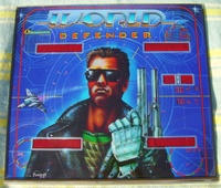 Image # 65534: World Defender Backglass 
(Serial number 6521.)