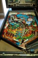 Image # 60157: Zira Stripped Playfield 
(Serial number 458.)