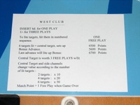 Image # 54292: West Club Instruction and Score Card 
(This card is a reproduction.)