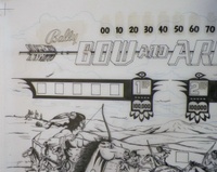 Image # 70902: Bow and Arrow Original Blackline for Backglass 
(Artist is Christian Marche.Ink/felt pen on sepia Mylar.Dimensions 28 1/2 inches by 29 1/2 inches.)