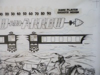 Image # 70903: Bow and Arrow Original Blackline for Backglass 
(Artist is Christian Marche.Ink/felt pen on sepia Mylar.Dimensions 28 1/2 inches by 29 1/2 inches.)