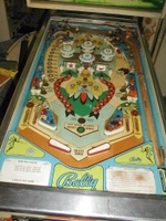 Image # 19627: Bow and Arrow Playfield 
(The left spinning target has an incorrect design for this game.)