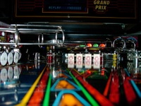 Image # 33069: F1 Grand Prix Playfield - Ball View 
(The drop targets shown here are not original to this game.)