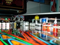 Image # 33070: F1 Grand Prix Playfield - Ball View 
(The drop targets shown here are not original to this game.)
