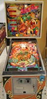 Image # 60609: Black Fever Cabinet - Front View 
(The black side walls of this playfield are replacements for the original wood. The playfield glass is from a Zaccaria game and has the Zaccaria logo etched into its corners.)