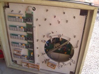 Image # 36554: Black Fever Behind Backglass 
(The rotating disc is missing where the hole in the insert is.)