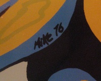 Image # 39386: Big Hunt Backglass Artist Signature 
(This signature is located on the left side of the backglass on the horse's hind leg.)