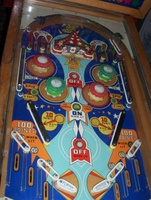Image # 16613: Brite Star Playfield 
(The game in this image has had rubber rings stretched to block four of the six outlanes.)
