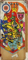 Image # 71723: L'Hexagone Stripped Playfield 
(The artist's signature can be seen in the red area near the outhole.)