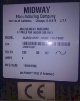 Image # 55851: Scared Stiff Manufacturer Sticker 
(Serial number 52048101521.)
