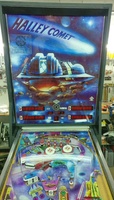 Image # 70205: Halley Comet Backglass - Alternate Playfield Plastics 
(The center playfield spinning target is missing from this game.)