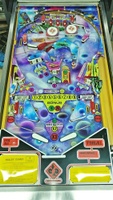 Image # 70206: Halley Comet Playfield - Alternate Plastics 
(The center playfield spinning target is missing from this game.)