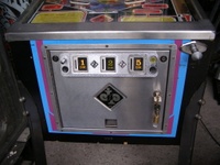Image # 36494: Halley Comet Cabinet - Front 
(Headphone jacks on coin door.)