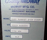 Image # 70961: Bugs Bunny's Birthday Ball Prototype Game - Model Number 
(Serial number X600006.)