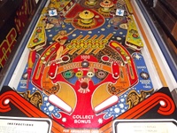 Image # 67041: Cosmic Princess Lower Playfield 
(The white rubber behind the drop targets is broken. Serial number 10433.)