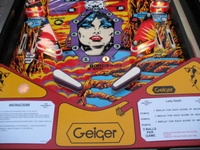 Image # 48317: Lady Death Lower Playfield 
(The owner stated the playfield, plastics, and backglass (not shown in this listing) were obtained directly from Geiger.)