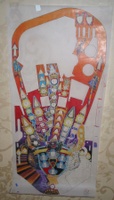 Image # 27665: Medieval Madness Original Playfield Artwork 
(Photographed at Chicago Expo 2004.)