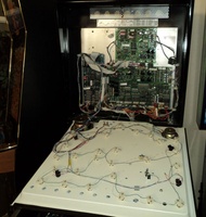 Image # 47644: Cirqus Voltaire Sample Game - Inside Backbox 
(The inside cabinet walls were repainted in the same original color. Serial number 53362100065. Date of Manufacture Aug 12, 1997. )