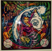 Image # 47631: Cirqus Voltaire Sample Game - Backglass 
(Serial number 53362100065. Date of Manufacture Aug 12, 1997. )