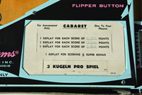 Image # 75890: Cabaret Sample Game - Score Card 
(Cabinet serial number 9473.)