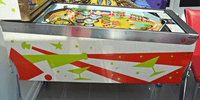 Image # 75893: Cabaret Sample Game - Cabinet - Left 
(The orange flipper rings are not original to this game. Cabinet serial number 9473.)