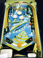 Image # 409: Capersville German Playfield 
(The rubbered posts at the top of each outlane are not original to this game.)