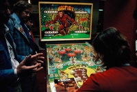 Image # 49287: Bigfoot Backglass and Playfield 
(Photographed at the Chicago AMOA Show in November 1977.)