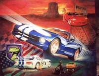 Image # 26025: Viper Night Drivin' Original Painting For Production Backglass 
(Artist is Morgan Weistling.Acrylic paint on illustration board mounted on foam core.Dimensions 32 inches by 26 inches.)